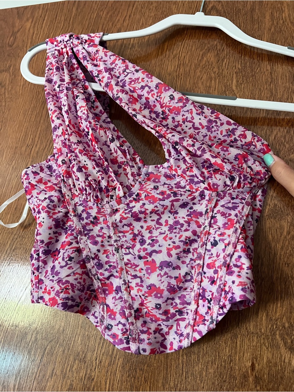 Pink & Purple Floral One-Shoulder Top